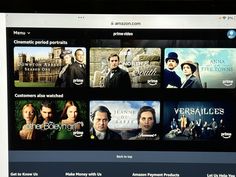 an image of the amazon web page on a computer screen with movies coming out of it