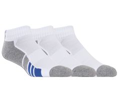 Cushioned comfort combines with athletic style in the SKECHERS 3 Pack of Men's Half Terry Quarter Crew Athletic Socks.  Soft nylon poly knit half-terry fabric in a quarter crew length ankle height sport sock with contrast color detail and padded comfort. Comfortable Sporty Socks For Sports, Moisture-wicking Comfortable Sporty Socks, Comfortable Moisture-wicking Sporty Socks, Sporty Gray Sports Socks, Sporty Gray Socks For Sports, Sporty Gray Sweat-resistant Socks, Boys Socks, North And South America, Athletic Style