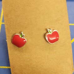 Silver Tone Stud Earrings Feeling Mischievous, Crazy Earrings, Ladybug Earrings, Apple Earrings, Ladybug Crafts, Shoe Nails, Perfect Closet, Jewelry Tattoo, Fruit Earrings