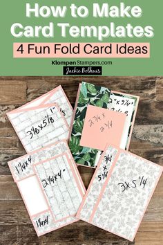 four cards with the words how to make card templates on them