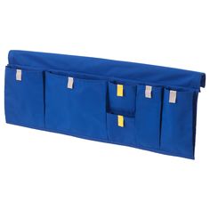 a blue storage bag with four pockets