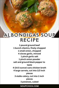 the recipe for this soup has meatballs and vegetables