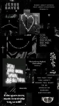 black and white collage with the words you are more than beautiful