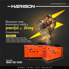 an advertisement for a power and strong generator