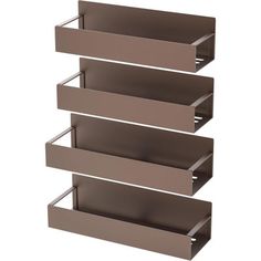 three metal shelfs stacked on top of each other in the shape of rectangles