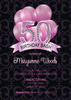 the 50th birthday bash is in pink and black