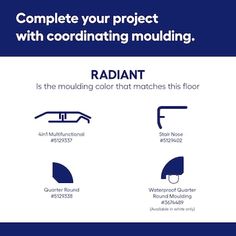 an ad for radiant showing the different materials