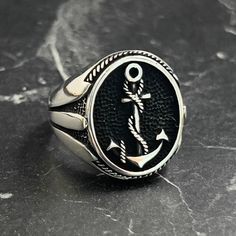 Handmade Silver Ship Anchor Nautical Ring For Men , Silver Sailor Anchor Signet Ring , Captain Anchor Ring , Vintage Jewelry , Gift For Him , Same Day For Shipping ✧ Product Details * Handmade İtem * Gender : Male / Female * Material : 925K Sterling Silver * Ring Weight : 10.5 Grams ✔ Usage Details * Silver jewelry is very sensitive to chemicals. It is recommended to keep away from chemical substances such as cream, bleach, deodorant, detergent. * Silver jewelry can also darken quickly in salt water, that is, in sea water. For this reason, it is best to remove them when swimming in the sea. ✔ Shipping * Your orders placed on weekdays are delivered to the cargo on the same day. Your orders placed on the weekend are delivered to the cargo on Monday. ✔ Other Details * Our products are handmad Silver Nautical Style Ring As A Gift, Nautical Style Silver Rings For Gift, Silver Nautical Rings As Gifts, Silver Nautical Rings For Gift, Ring For Men Silver, Anchor Ring, Anchor Rings, Ship Anchor, Chemical Substances