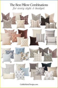 easy guide to throw pillow combinations for every style and budget, best throw pillows 2024, throw pillows for bed, couch pillow combinations, designer look for less, affordable, budget friendly, how to arrange pillows in groups Pillow Sizes For Sectional, Coordinating Pillows Couch, Pillow Combinations For White Couch, Accent Pillows For Cream Couch, What Size Throw Pillows For Couch, Throw Pillow Combinations Sectional, Accent Pillows For Beige Couch Living Room, How To Pick Throw Pillows For Couch, Pillow Combination For Beige Couch