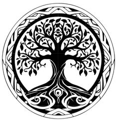 the tree of life symbol is shown in black and white