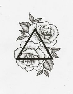 a rose and triangle tattoo design on paper