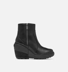 The Ona Ave  Zip Wedge Combines A Classic Silhouette With Rubber Details. Unique And Perfect For Fall . Fall Shoes, Wedge Boots, Classic Silhouette, Style Ideas, Embossed Leather, Shoes Boots, What To Wear, Unique Style, Womens Boots