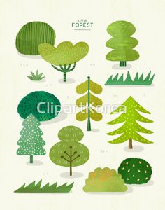 an illustration of different types of trees