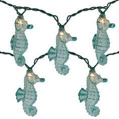 seahorse string lights with clear glass bulbs on green wire, set of 3 by the holiday aisle