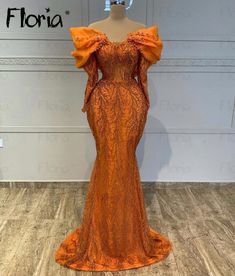 Aso Ebi Glitter Orange Party Dress Luxury Women Wedding Dinner Night Gowns Off Shoulder Long Sleeve African Attire For Ladies, Orange Mermaid Prom Dress, Orange Party Dress, Orange Party Dresses, Dresses Art, Elegant Gowns, Gown Plus Size, Sequin Prom Dress, Party Dress Long Sleeve