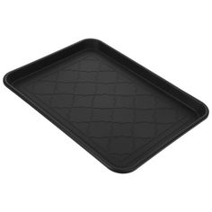 an empty black tray on a white background