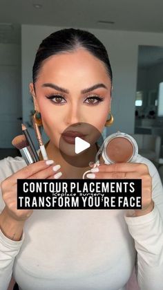 Christen Dominique on Instagram: "Makeup Surgery is so fun for me💉👽  Which one will you try?  MAKEUP  Cream Contour @milanicosmetics  Duo contour brush @nudestix  Lip liner @maccosmetics Stripdown Gloss @dominiquecosmetics Peach Tea  #contourhacks #contouring #makeup #makeuptutorial #makeupsurgery #nosecontour #eyelidlift #liplift" Makeup For Caramel Hair, Contour Makeup Powder, Make Up Tutorial Step By Step Videos, Base Makeup Looks, Conturing Makeup Oval Face, Make Up Contouring Tutorial, Facelift Contour, Makeup Contouring Tutorial, Snatched Makeup Looks