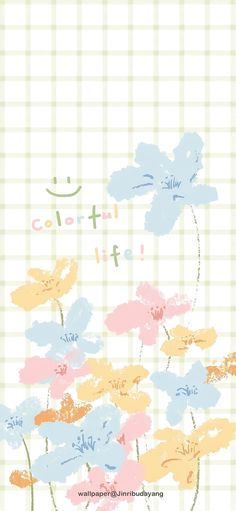 a bunch of flowers that are on a checkered table cloth with the words, color it