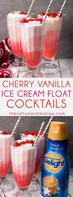 cherry vanilla ice cream float cocktails in glasses