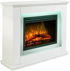 an electric fireplace with flames in it