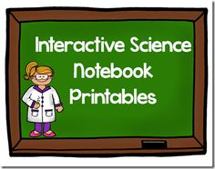 a girl standing in front of a blackboard with the words interactive science notebook printables