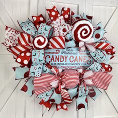 a wreath with candy canes on it