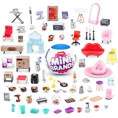 a collection of miniature furniture and accessories on a white background with the words mini brands