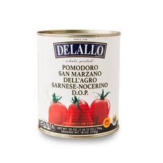 an open can of tomato sauce on a white background with the words delallo written in spanish