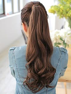 Curly Hair Ponytail, Black Ponytail Hairstyles, Layered Hairstyles, Hair Catalog, Curly Hair Extensions, Long Hair Color, Happy Hair, Ponytail Styles, Women Hairstyles