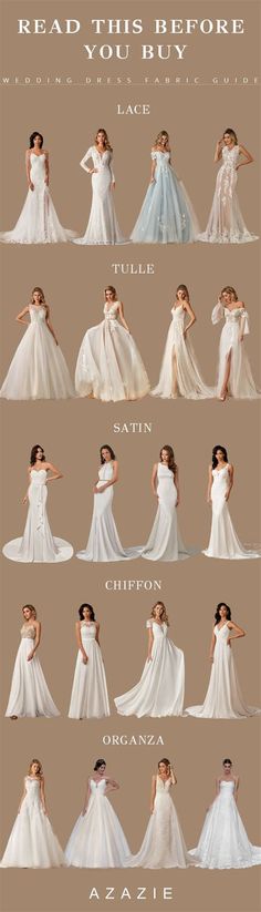 the different types of wedding gowns are shown in this diagram, which shows how to choose