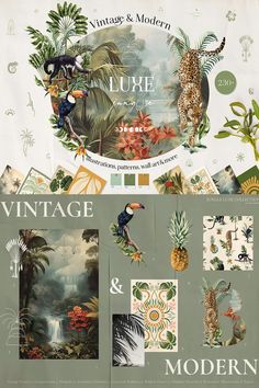 an assortment of vintage and modern wallpapers