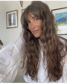 Hazelnut Hair, Bangs With Medium Hair, Long Hair Cuts, Cut And Color, Hair Looks, Hair Inspo, Medium Hair Styles, Hair Inspiration, Long Hair