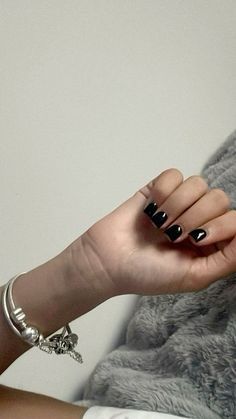 Black Short Natural Nails, Black Nails Overlay, Short All Black Nails, Black Overlay Nails, Black Duck Nails, Short Black Nails, White Short Nails, Short French Tip Nails