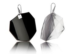 BLACK-OCTAGON-RHODIUM  Hanger: 925 STERLING silver with rhodium flashing.   Front part: colored, high gloss homogenous surface, UV-resistant.   Back part:  satin effect metal surface, rhodium coating (platinum flashing) in 3 layers.   Gloss preserving, wear-proof, oxidation resistant and anti-allergenic.  Available in three sizes: with a diameter of 4, 5 and 6 cms.