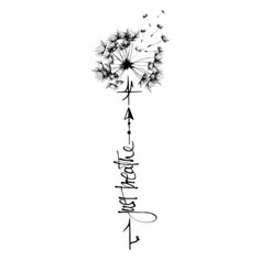 a dandelion with the words magic written on it and flying seeds in the air