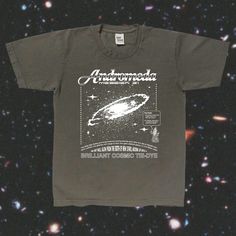 "Andromeda's a big wide open galaxy..." Designed in Portland, OR Printed on pepper (faded black) Comfort Colors 1717 which has a great vintage boxy fit and a heavy but soft fabric (like they used to make em!) Wash inside-out and hang dry / dry on low heat for best results Weyes Blood, Galaxy Shirt, Space Shirts, Galaxy Design, Vintage Tees, Astronomy, Comfort Colors, Vintage Black, Portland