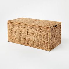 an empty wicker box on a white background