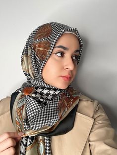 This lightweight scarf can be tied in many ways. It can be used as a turban, hijab, headscarf, or simple scarf. The options are limitless! One Size Chic Headwrap, Versatile Scarves For Fall, One Size Headwrap Scarf, Chic Headscarf, Turban Hijab, Simple Scarf, Checked Scarf, Lightweight Scarf, Head Covering