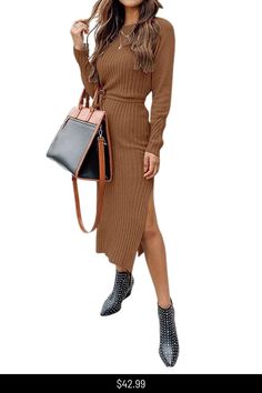 Women Long Sleeve Crew Neck Casual Dress Button Loose Fitting Sweater Fall Winter Tunic Dress Casual Outfits 80s, Casual Faux Leather Leggings Outfit, Easter Outfit Casual, Business Casual Dinner Outfit, First Date Outfit Casual, Fancy Casual Outfits, Interview Outfit Casual, Casual Easter Outfit, Best Business Casual Outfits