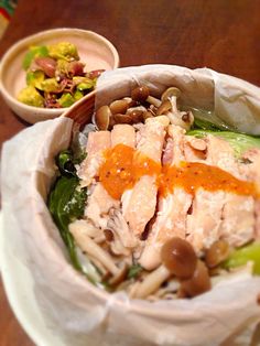 a close up of a bowl of food on a table