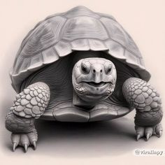 a drawing of a tortoise looking at the camera