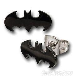 Batman Stud Earrings $9.99 Batman Jewelry, Logo Batman, Batman Merchandise, Batman Symbol, I Am Batman, Surgical Steel Earrings, Batman The Dark Knight, Stud Style, Batman Logo