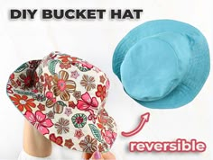 a woman's hat with flowers on it and the words diy bucket hat