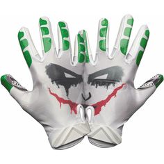 the joker gloves are white with green accents