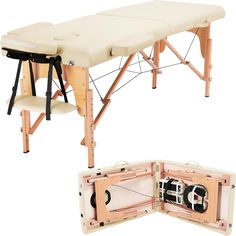 the portable massage table is open and ready to be used as an office or home