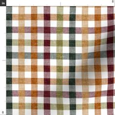 an orange, green and white checkered fabric