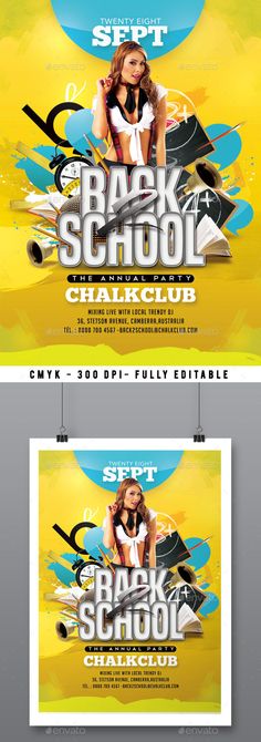 the back to school flyer template is shown