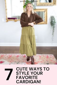 Wondering how to wear a cardigan? Here are 7 different outfit ideas for a cardigan! Dress it up or dress it down - here is how to wear a cardigan. Ways To Style A Cardigan, Duster Cardigan Outfit, Style A Cardigan, How To Style A Cardigan, Cardigan Dress, Style Cardigan