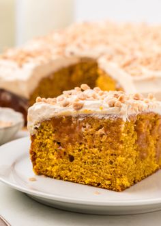 a slice of pumpkin cake on a plate