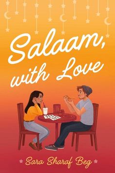 the cover of salam, with love by sara shaff bega and an illustration of two people sitting at a table